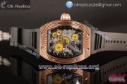 Richard Mille RM 018 Tourbillon Hommage a Boucheron Miyota 9015 Automatic Rose Gold Case with Yellow Skeleton Dial Roman Numeral Markers and Black Rubber Strap