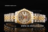 Rolex Datejust Automatic Movement Steel Case with Gold/Diamond Bezel and Silver Dial-Two Tone Strap