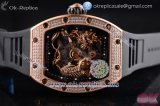 Richard Mille RM 51-01 Tourbillon Tiger and Dragon Asia Manual Winding Rose Gold Case with Dot Markers Seleton Dial and Black Rubber Strap
