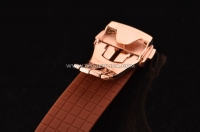 Omega Constellation Swiss ETA Quartz Rose Gold Case with Brown Dial and Brown Rubber Strap - Diamond Bezel