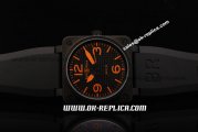 Bell & Ross 01-92 Automatic PVD Case with Black Grid Dial and Orange Marking-Rubber Strap