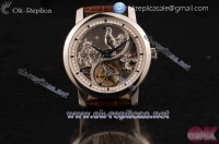 Vacheron Constantin Traditionelle Minute Repeater Tourbillon Swiss Tourbillon Manual Winding Stick Markers with Grey Dial Steel Case and Brown Leather Strap