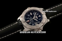 Breitling Avenger Seawolf Swiss ETA 2824 Automatic Movement Silver Case with Black Dial-White Number Markers and Black Leather Strap