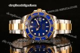 Rolex Submariner Swiss ETA 2836 Automatic Two Tone Case with Blue Dial White Markers and Two Tone Strap