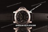 Panerai PAM 111 Luminor Marina Swiss ETA 6497 Manual Winding Steel Case with Black Dial and Numeral/Stick Markers - Black Leather Strap