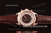 TAG Heuer Mikrograph Automatic Rose Gold Case with Brown/White Dial and Brown Leather Strap