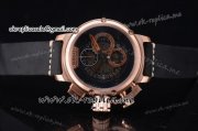 U-Boat Chimera Skeleton Chrono Japanese Miyota OS10 Quartz Rose Gold Case with Arabic Numeral Markers Skeleton Dial and Black Leathe Strap