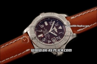 Breitling Avenger Seawolf Swiss ETA 2824 Automatic Movement Silver Case with Brown Dial-White Number Markers and Brown Leather Strap
