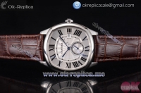 Cartier Drive de Cartier Asia ST16 Automatic Steel Case with Silver Dial Roman Numeral Markers and Brown Leather Strap