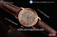 Zenith Vintage Miyota 9015 Automatic Rose Gold Case with Silver Dial Roman Numeral Markers and Brown Leather Strap (AAAF)