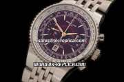 Breitling Montbrillant Legende Swiss Valjoux 7750 Automatic Movement Silver Case with Brown Dial and SS Strap
