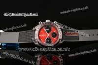 Omega Speedmaster Racing Chrono Swiss Valjoux 7750 Automatic Steel Case with Red Dial and Black Rubber Strap