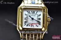 Cartier Santos 100 Miyota Quartz Yellow Gold Case with White Dial Yellow Gold Bracelet and Roman Numeral Markers