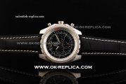 Breitling Bentley Big Date Automatic Movement Black Dial with Honeycomb Bezel and Black Leather Strap