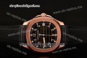 Patek Philippe Aquanaut Miyota 9015 Automaitc Rose Gold Case with Black Dial Stick/Numeral Markers and Black Rubber Strap (BP)