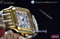 Cartier Santos 100 Miyota Quartz Yellow Gold Case with White Dial Yellow Gold Bracelet and Roman Numeral Markers