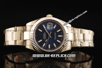 Rolex Datejust II Oyster Perpetual Swiss ETA 2836 Automatic Movement Full Steel with Blue Dial and White Stick Markers