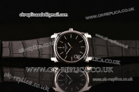 Patek Philippe Gondolo Miyota Quartz Steel Case with Black Dial Stick Markers and Black Leather Strap