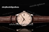 Patek Philippe Calatrava Miyota 9015 Automatic Steel Case with White Dial Stick Markers and Brown Leather Strap