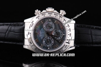 Rolex Daytona Swiss Valjoux 7750 Chronograph Movement with Black MOP Dial and Black Leather Strap