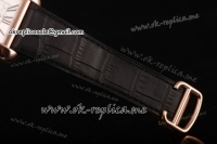 Cartier Tank Anglaise Miyota 9015 Automatic Rose Gold Case with Silver Dial Roman Numeral Markers and Black Leather Strap