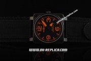 Bell&Ross BR 03-92 Asia 4813 Automatic Movement ETA Case with Black Nylon Strap and Black Dial-Orange Numeral/Stick Markers-Limited Edition