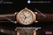 IWC Da Vinci Swiss ETA 2892 Automatic Rose Gold Case with White Dial Brown Leather Strap and Arabic Numeral Markers